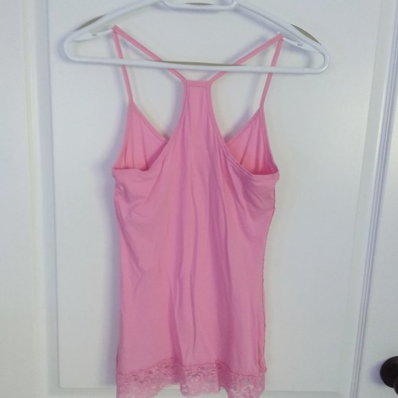 Victoria Secret Pink tank top shelf bra lace bottom size small - Picture 2 of 3